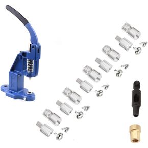 Rivet Press Machine and 5 Sets Double Cap Rivets Die - 5mm, 6mm, 7mm, 9mm, 12mm Double Cap Rivets Hand Press Machine Setter Setting Tool and Hole Puncher Kit