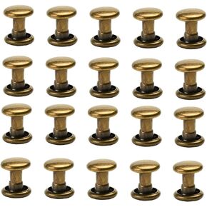 Utoolmart 20 Sets Double Cap Rivets Round Head Rivet Fasteners for Leather Craft Decorations 6mm