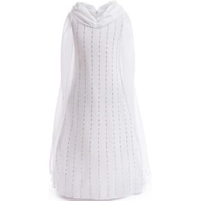 Kids Girls Halloween Dress Up Costume Queen Cosplay Fancy White Dress for Girls 3-12 Years