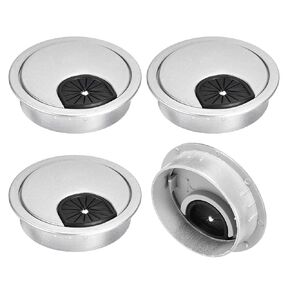 uxcell Cable Hole Cover, 4Pcs 2-1/4 Inch ABS Desk Cable Wire Cord Grommet Hole Cover for Office Computer Desk Wire Organizer, Silver