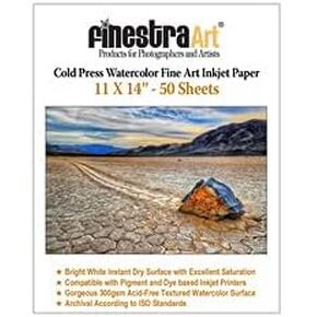 11" X 14" Cold Press Watercolor Fine Art Inkjet Paper - 50 Sheets