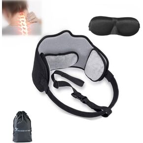 WEEOATAR Adjustable Neck Traction for Neck Pain, Neck Stretcher Strap for Pinched Nerves, Portable Neck Stretcher with Release Buckle, Neck Decompression Device for Indoors or Outdoors (Black 1)