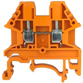 Dinkle Orange DK2.5N-OR DIN Rail Terminal Block Screw Type UL 600V 20A 12-22AWG, Pack of 50