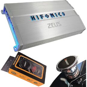 Hifonics ZG-1200.4 Zeus Gamma 1200 واط 4 قنوات كاملة النطاق مضخم صوت قابل للربط فئة A/B أمبير للسيارات والمركبات مع حزمة حامل هاتف مغناطيسي الجاذبية