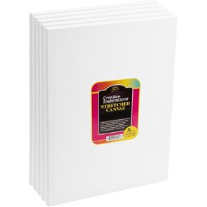 Creative Inspirations 8x10" Stretched Canvas Super Value 5 Packs - Artist Quality, Low Cost Canvas, Cotton Duck, Acid Free, Archival, Accepts All Paints, Double-Primed 10oz, Paintable Edges