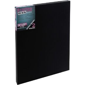 Practica Economy Black Stretched Cotton Canvas - Acid-Free Acrylic Primed Canvas for Acrylics, Oils, Alkyds, & More! - [2-Pack - 11x14"]