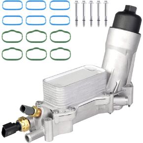Aluminum Engine Oil Cooler w/Oil Filter Housing Adapter Sensor Gaskets Compatible With 2017 2018 Dodge Charger Journey Challenger,Chrysler 200 300,Wrangler,Ram Promaster V6 3.6L 68310865AB