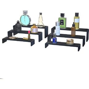 Wood Riser for Display, 3 Tier Cologne Perfume Organizer Stand, Cup Cake, Jewelry, Model Toys, Dim Sum Display Riser (8.6 * 2.9 * 3.8 in)