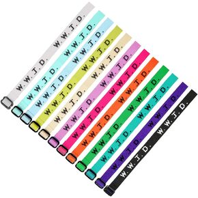 60Pcs (5 Dozen) 12 Pastel Colors, W.W.J.D. Webbing Bracelets Pack What Would Jesus Do Woven Wristbands Religious Christian WWJD Bracelet for Fundraisers