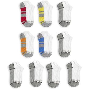 Fruit of the Loom Boys No Show Sock 10 Pair, White Multi, Medium