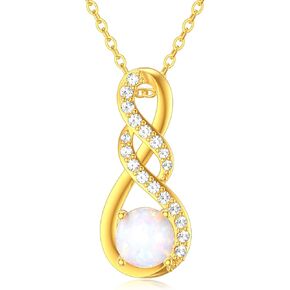 قلادات إنفينيتي من الذهب الخالص عيار 14 قيراط للنساء - قلادة أوبال إنفينيتي أنيقة من الذهب الأصفر بقلادة إنفينيتي in Kuwait