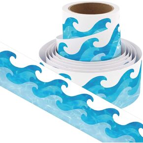 Ocean Waves Bulletin Board Border Blue Turquoise Bulletin Board Trim Paper Ocean Beach Classroom Decorations Back to School Chalkboard Whiteboard Decor 36 Feet