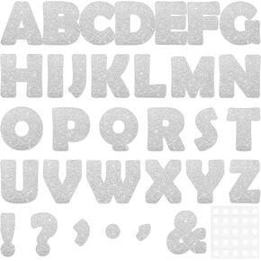 Qyeahkj 150 PCS Large 7" Font Letters and Punctuation Set Glitter Gold Classroom Alphabet Cutout for Bulletin Board Display Home School A Great Helper to Inspire Students' Learning Interest