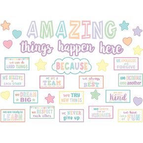 Teacher Created Resources Pastel Pop Amazing Things Happen Here Bulletin Board (TCR8413)