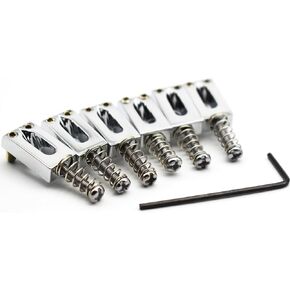 Guitar Bridge Saddle with Spring Screws Wrench Tremolo for Fender Strat Stratocaster Tele Telecaster Electric Guitar Replacement Parts Accessories 6Pcs Bridge Saddles (Black)