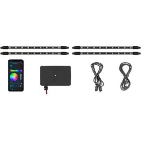 LEDGlow 4pc Bluetooth Multi-Color LED Interior Footwell Underdash Neon Lighting Kit for Cars & Trucks - Smartphone App - Create Any Color - Courtesy Lights - Music Mode - Control Box - Universal