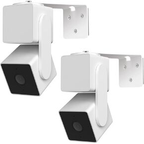 2Pack Adhesive Metal Wall Mount Bracket, Compatible with Wyze Cam Pan V3/V2, Google Nest Cam, Eufy Security Solo Indoor Cam E220/P24, Blink Mini Pan Tilt Cam, No Drilling VHB Stick On or Screw Install