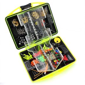 184 Pcs Freshwater Fishing Tackle Kit Portable Starter Kids Basic Fishing Accessories Box Including Jig Hooks, Beads, Sinker Slides, Fishing Swivels Snaps