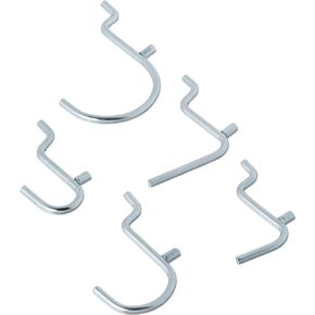 N182-003 26PC ZN ASSTD V2349, 26 Piece, Zinc Plated, Peg Hooks, Assorted, for 1/8" Perforated Pegboard, Carded