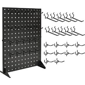 Pegboard Display Stand with 20 Peg Board Hooks for Retail Craft Shows & Fairs - Metal Product Merchandise Display Rack for Selling Accessories and Jewelry, Earring,Retail Stores, Vendors