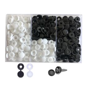 180Pcs Colorful Pieces Hinged Screw Cover Caps Plastic Screw Caps Fold Screw Snap Covers Washer Flip Tops (Black, White) 287