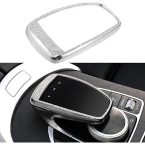 Compatible with Mercedes-Benz Bling Central Control Media Mouse Cover Trim,Crystal Car Interior Accessories for C W205 2015-2018,E 2016-2018,G 2019-2021,GLC 2015-2019,GLS 2016-2019,Silver