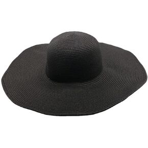 Womens Black Floppy Sun Hat with Wide Brim SPF Protection Roll Up Beach Cap Straw Sun Hat Foldable for Summer Elegant Girls Travel Garden Party