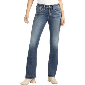 Silver Jeans Co. Women's Suki Mid Rise Curvy Fit Bootcut Jeans, Med Wash CVS383