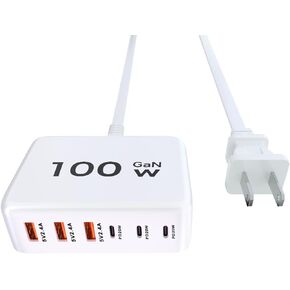 100W GaN USB C Fast Charger Block Compact 6 Port GaN Charging Station HUB Brick Portable Wall PD Charger Power Adapter for iPhone 15 14 13 12 Pro Max iPad Pro Air Samsung Galaxy Pixel LG