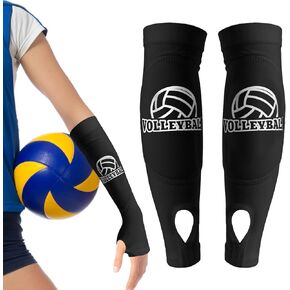 Aster Volleyball Arm Pads Passing Hitting Forearm Sleeves with Protection Foam Pads,Padded Volleyball Pads Sleeves for Kids Youth Girls Volleyball Training (1 Pair Black)
