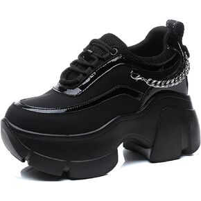 Women's Leather Wedge Casual Sneakers,Lace-Up Platform Sneakers,Anti-Slip Shock Absorbing High Heeled Fashion Sneakers