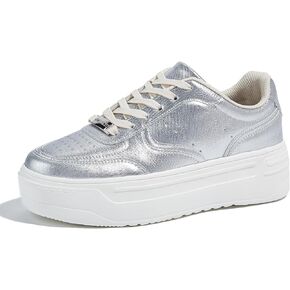 LUCKY STEP Women Platform Fashion Sneakers Chunky Faux Leather Thick Sole Comfortable Lightweight Casual Tennis Walking Shoes