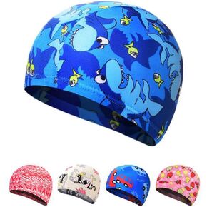 Solid Color Kids Swim Caps Swimming Cap Swimming Hat Bath Caps for 2-8 Years Olds Kids Boys Girls with Long Hair