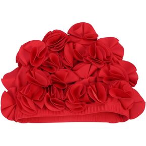 Flower Swim Cover Floral Swim Cover hat Bathing Swimming Shower Cover Comfortable Nylon Cloth Swimming hat s for Outdoor Swimming(Red)