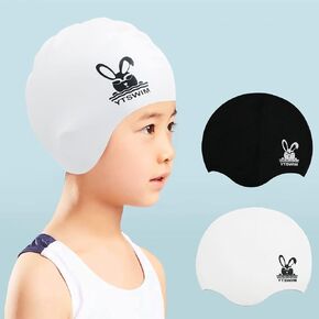 YTSWIM Kids Swim Caps for Girls, Boys, Baby, Toddler Swim Cap for Long Hair, Braids, Dreadlocks, Large Waterproof Silicone Swim Hat for Child 6-14
