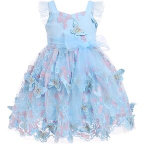ODASDO Toddler Kids Baby Girl Butterfly Dress Sleeveless Mesh Tulle Princess Tutu Dress Butterflies Embroidery Formal Dresses