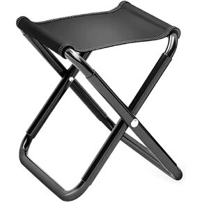 Camping Stool, Portable Folding Stool, 11 Inch Foldable Stool, Folding Camping Stool, Foot Stool with Carry Bag, Load Capacity to 330lbs, for Outdoor, Travel, Hiking, Fishing, Beach (Black)