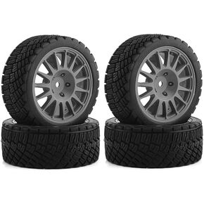 4PCS 1/10 RC Tires 67mm RC On-Road Tires Hard Plastic Wheel Rim 12mm Hex Fit for 1/10 RC On-Road Car TRAXXAS Tamiya TT01 TT02 XV01 Kyosho HSP HPI