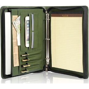 AZXCG Padfolio for Women, 3 Ring Binder Business Portfolio, Vegan Leather Zipper Binder Portfolio Folio, Document Notebook Organizer with A4 Clipboard Folder, Gift for Men, Brown in Kuwait