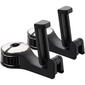 2 Pack Hidden Car Headrest Hooks, 2 in 1 Car Seat Hooks with Phone Holder for Bag, Backpacks, Auto Bag Holder, Car Bag Hook, Universal Car Back Seat Hook for Handbags and Purses in color silver