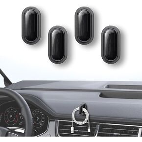 4Pcs Car Hooks, Car Key Holder, Multifunctional Small Adhesive Hooks Stick on Dashboard for Hanging Key Mask USB Cable Purse, Car Storage Hooks Car Accessories Universal for All Cars