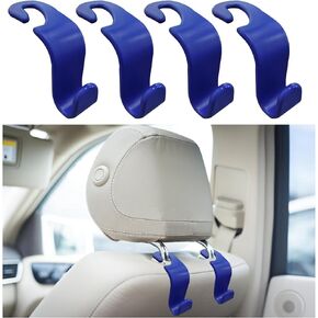 Kewucn 4 Pack Car Seat Headrest Hook, Stylish Back Seat Hook Holder Organizer for Handbag Purse Clothes Coats Grocery Bags, Universal Vehicle Interior Accessories for Most Cars (Black)