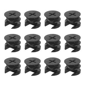 Cam Lock Nut for Furniture, 12pcs 15x12mm Joint Connector Locking Nuts Furniture Connecting Cam Fittings, Black