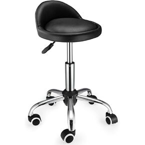 Swivel Rolling Stool with Wheels Height Adjustable Stool Chair Drafting Chair with Low Back Black