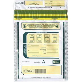 ControlTek SafeLok مقاس 9 × 12 بوصة، أبيض، علبة مكونة من 500 قطعة، أكياس إيداع واضحة للتلاعب، التعامل مع العملات النقدية والأشياء الثمينة، حقائب بنك الأمان، إيصال قابل للتمزيق + رموز شريطية كبيرة 585089