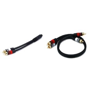 Monoprice 6inch Premium 3.5mm Stereo Female to 2RCA Male 22AWG Cable (Gold Plated) - Black