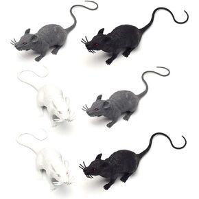 6 Piece Halloween Fake Rat Simulation PVC Mouse Novelty Prop Halloween Decorations