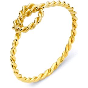 10k Real Solid Gold Knot Ring, Braiding Band with Polished Finish Stacking MIDI for Women