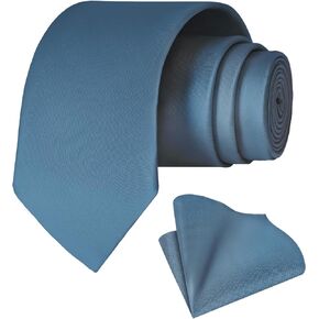 Satin Solid Ties for Men Classic Wedding Necktie and Pocket Square Set Formal Business