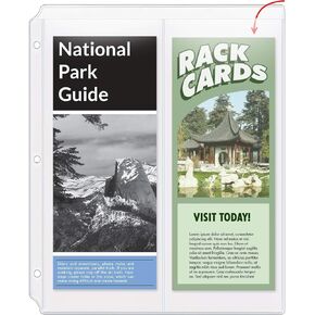 StoreSMART - Rack Cards/Envelopes Binder Page for 3-Ring Binders - Two 4 ¼" x 11" Pockets - Clear Vinyl Plastic - 10 Pack - RMC830-10